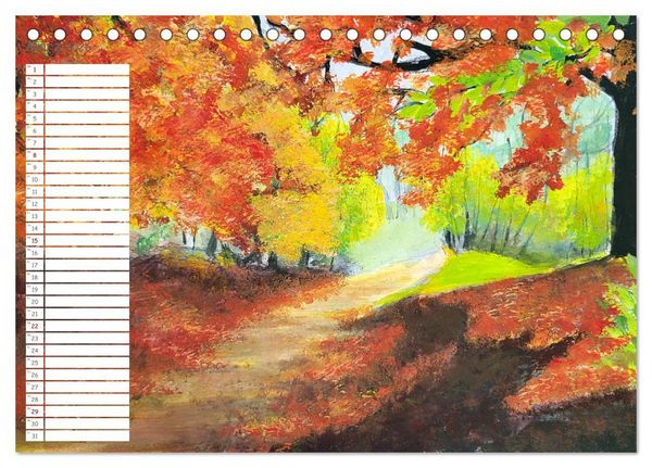 Produktbild: Gemalte Herbsttr&auml;ume - Eine malerische Reise in bunte Herbstlandschaften (Tischkalender 2026 DIN A5 quer), CALVENDO Monatskalender