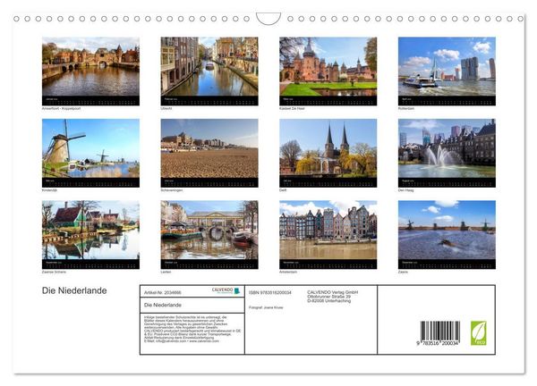 Produktbild: Die Niederlande (Wandkalender 2026 DIN A3 quer), CALVENDO Monatskalender