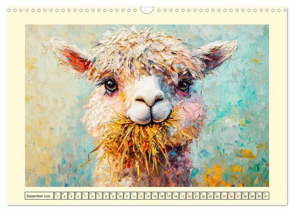 Produktbild: Alpakas. Entz&uuml;ckende Paintings in duftigen Farben (Wandkalender 2026 DIN A3 quer), CALVENDO Monatskalender