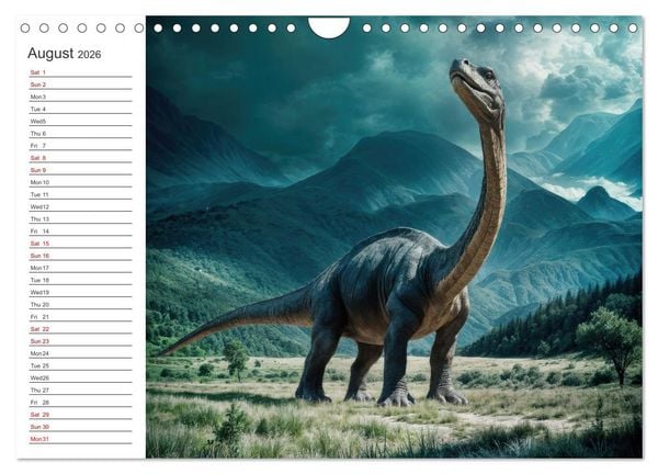 Produktbild: AI Dino Delights Mesmerizing Views of Prehistoric Life (Wall Calendar 2026 DIN A4 landscape), CALVENDO 12 Month Wall Calendar