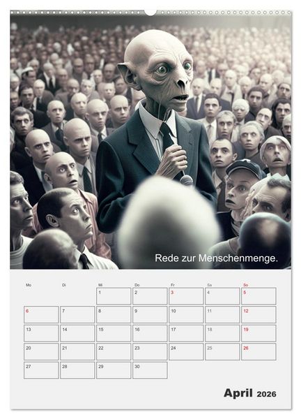 Produktbild: Aliens sind gelandet. Wie k&ouml;nnte diese Zukunftsvision f&uuml;r uns Menschen aussehen? (Wandkalender 2026 DIN A2 hoch), CALVENDO Monatskalender