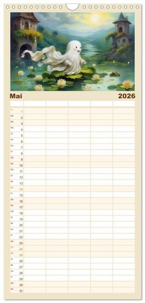Produktbild: Familienplaner 2026 - Korbinian, der kleine Geist mit 5 Spalten (Wandkalender, 21 x 45 cm) CALVENDO