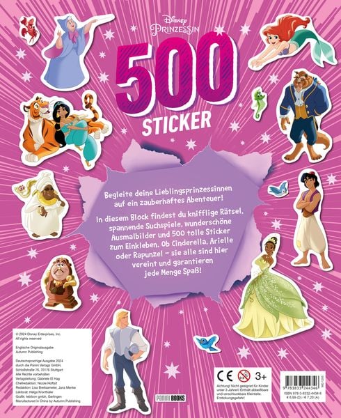 Produktbild: Disney Prinzessin: 500 Sticker - Stickern - R&auml;tseln - Ausmalen