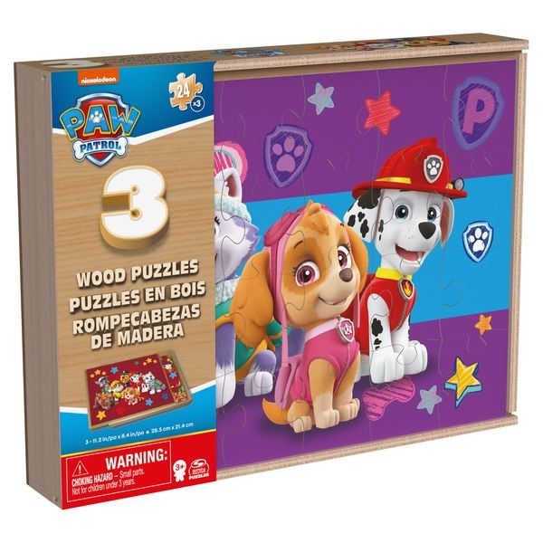 Produktbild: PAW Patrol Holzpuzzle-Sammlung, 3er Set mit stabiler Holzbox