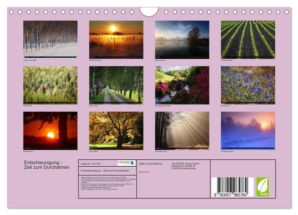 Produktbild: Entschleunigung - Zeit zum Durchatmen (Wandkalender 2026 DIN A4 quer), CALVENDO Monatskalender