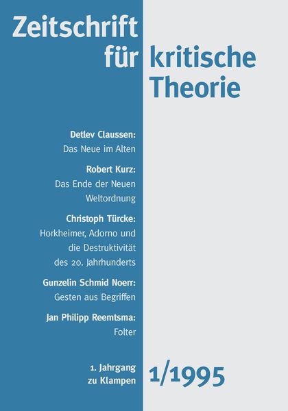 Zeitschrift für kritische Theorie / Zeitschrift für kritische Theorie, Heft 1