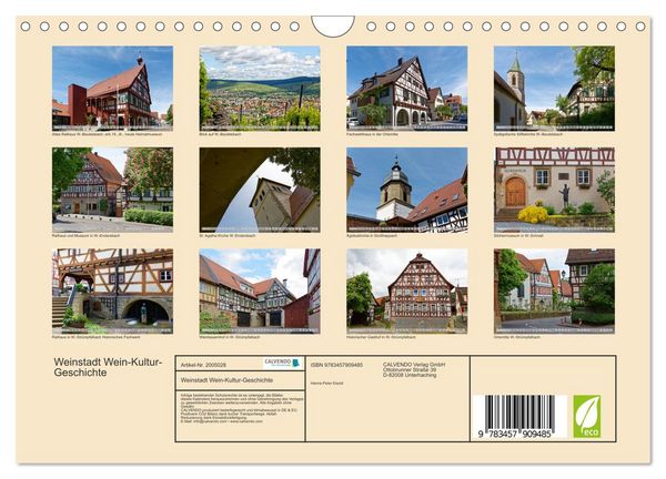 Produktbild: Weinstadt Wein-Kultur-Geschichte (Wandkalender 2026 DIN A4 quer), CALVENDO Monatskalender