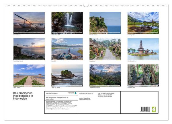 Produktbild: Bali, tropisches Inselparadies in Indonesien (Wandkalender 2026 DIN A2 quer), CALVENDO Monatskalender