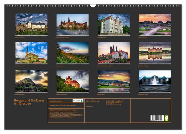 Produktbild: Burgen und Schl&ouml;sser um Dresden (Wandkalender 2026 DIN A2 quer), CALVENDO Monatskalender