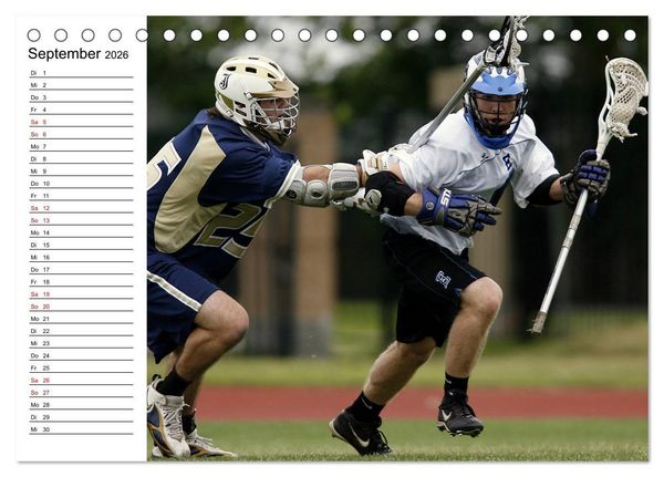 Produktbild: Teamsport Lacrosse - Face-off (Tischkalender 2026 DIN A5 quer), CALVENDO Monatskalender