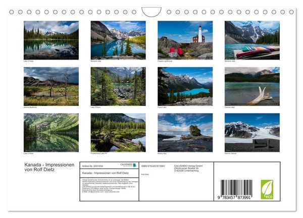 Produktbild: Kanada - Impressionen von Rolf Dietz (Wandkalender 2026 DIN A4 quer), CALVENDO Monatskalender