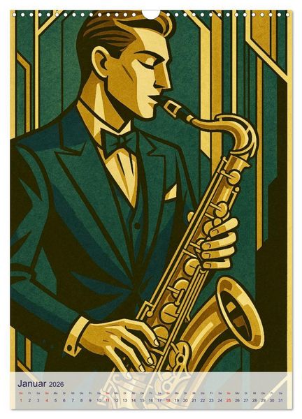 Produktbild: Saxophonisten. Eine Hommage an die Magie des Saxophons (Wandkalender 2026 DIN A3 hoch), CALVENDO Monatskalender