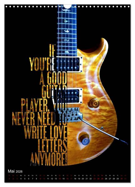 Produktbild: Rockgitarren Textposter (Wandkalender 2026 DIN A3 hoch), CALVENDO Monatskalender