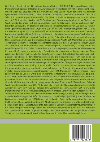 Produktbild: Plasmaunterst&uuml;tzte Molekularstrahlepitaxie von AlGaN/GaN-Heterostrukturen