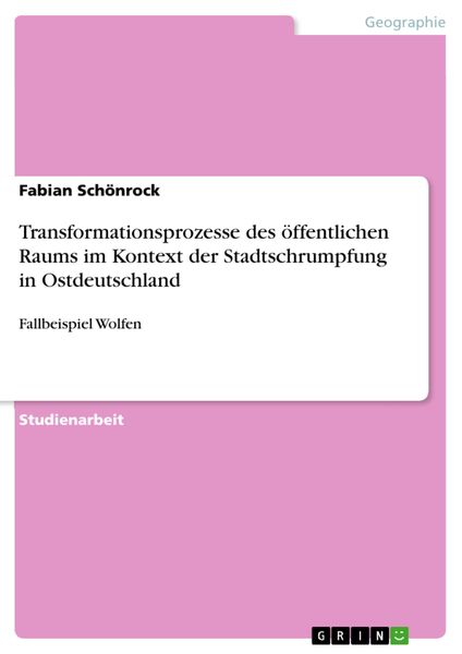 Produktbild: Transformationsprozesse des &ouml;ffentlichen Raums im Kontext der Stadtschrumpfung in Ostdeutschland