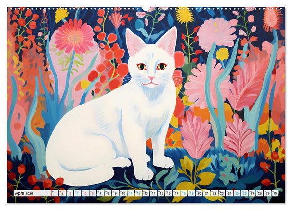 Produktbild: Kunstvolle Katzen (Wandkalender 2026 DIN A2 quer), CALVENDO Monatskalender