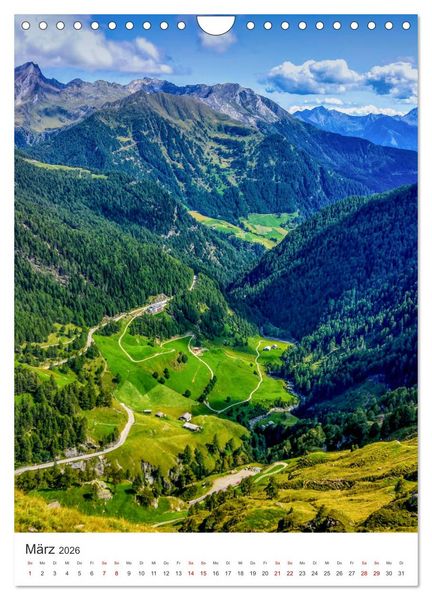 Produktbild: GEBIRGSP&Auml;SSE &Ouml;sterreich - Schweiz - Italien (Wandkalender 2026 DIN A4 hoch), CALVENDO Monatskalender