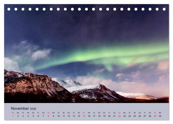 Produktbild: Norwegen - Mythos Nordlichter (Tischkalender 2026 DIN A5 quer), CALVENDO Monatskalender