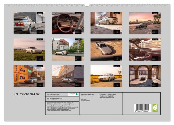 Produktbild: &acute;89 Porsche 944 S2 (hochwertiger Premium Wandkalender 2026 DIN A2 quer), Kunstdruck in Hochglanz