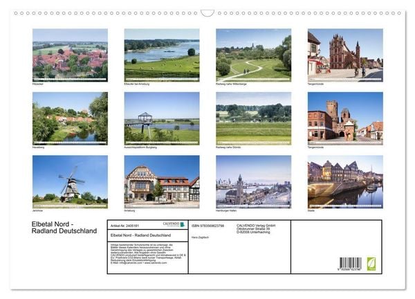 Produktbild: Elbetal Nord - Radland Deutschland (Wandkalender 2027 DIN A2 quer), CALVENDO Monatskalender