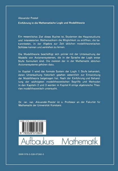 Produktbild: Einf&uuml;hrung in die Mathematische Logik und Modelltheorie