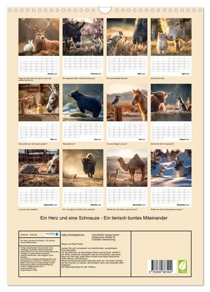 Produktbild: Ein Herz und eine Schnauze - Ein tierisch buntes Miteinander (Wandkalender 2027 DIN A3 hoch), CALVENDO Monatskalender