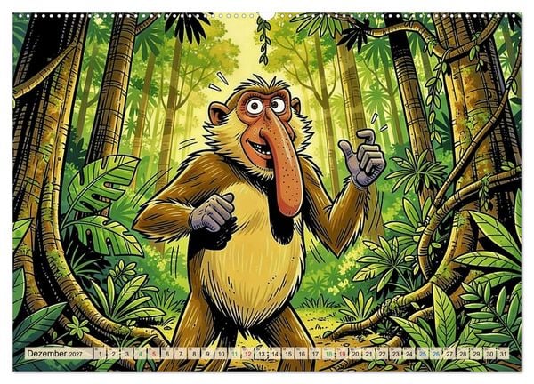 Produktbild: Lustige Nasenaffen - Comic (Wandkalender 2027 DIN A2 quer), CALVENDO Monatskalender