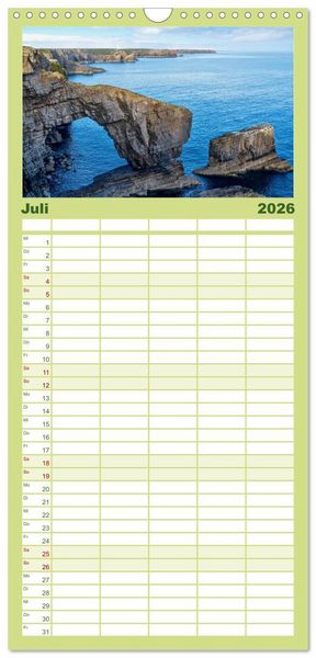Produktbild: Familienplaner 2026 - Wales - Eine spektakul&auml;re Reise in ein bezauberndes Land. mit 5 Spalten (Wandkalender, 21 x 45 cm) CALVENDO