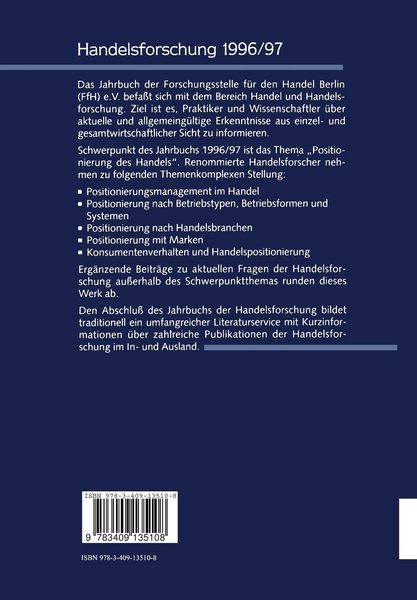 Produktbild: Handelsforschung 1996/97