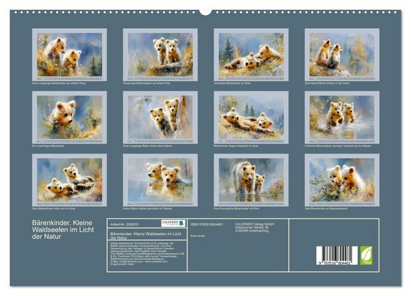 Produktbild: B&auml;renkinder. Kleine Waldseelen im Licht der Natur (hochwertiger Premium Wandkalender 2027 DIN A2 quer), Kunstdruck in Hochglanz