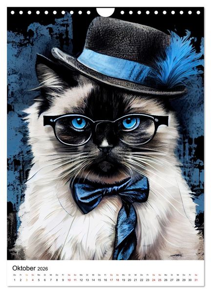 Produktbild: Hipster Katzen (Wandkalender 2026 DIN A4 hoch), CALVENDO Monatskalender