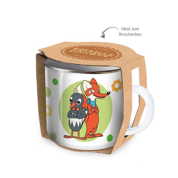 Produktbild: Tr&ouml;tsch Unser Sandm&auml;nnchen Emaille Becher Tasse Fuchs und Elster