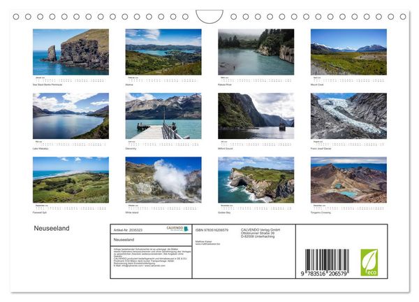 Produktbild: Neuseeland (Wandkalender 2026 DIN A4 quer), CALVENDO Monatskalender