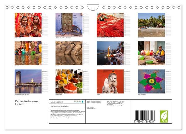 Produktbild: Farbenfrohes aus Indien (Wandkalender 2026 DIN A4 quer), CALVENDO Monatskalender