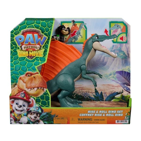 Produktbild: PAW Patrol: Der Dino Film, Rise & Roll Dino Set, Rex-Figur mit Spinosaurus-Dinofigur