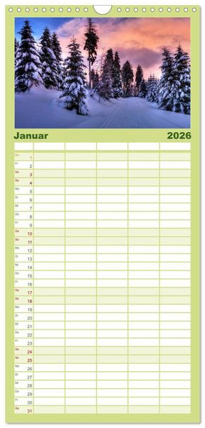 Produktbild: Familienplaner 2026 - Harz Landschaften mit 5 Spalten (Wandkalender, 21 x 45 cm) CALVENDO
