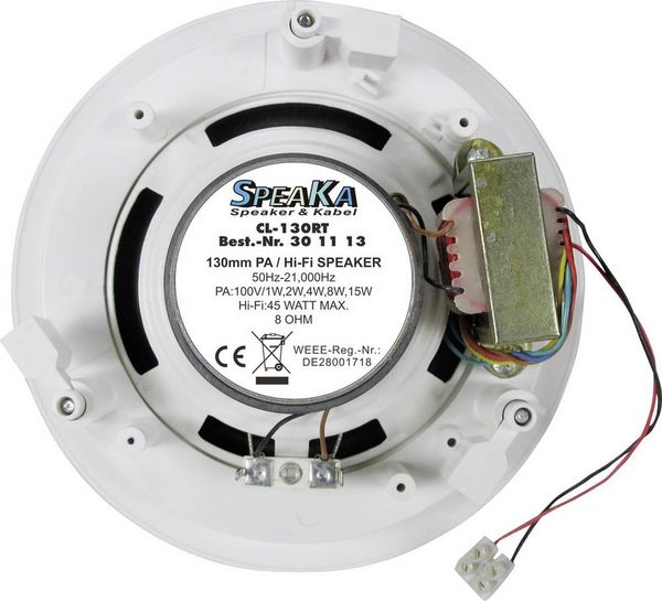 Produktbild: Renkforce CL-130RT ELA-Einbaulautsprecher 45W 100V Wei&szlig; 1St.
