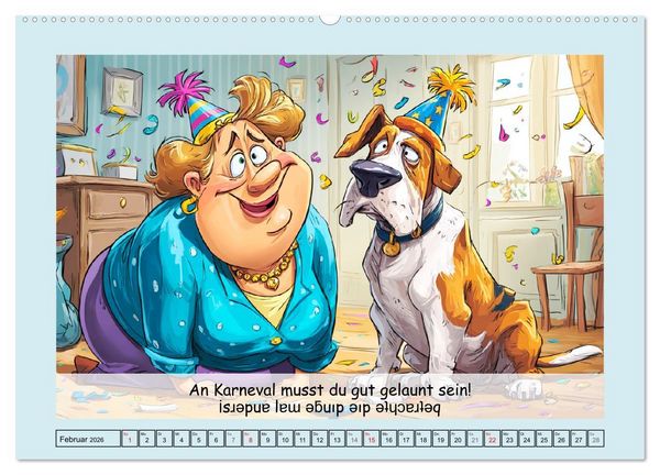 Produktbild: Frauchen und Hund. Witzige Cartoons vom t&auml;glichen Chaos (Wandkalender 2026 DIN A2 quer), CALVENDO Monatskalender
