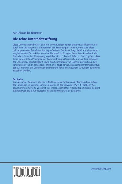 Produktbild: Die reine Unterhaltsstiftung