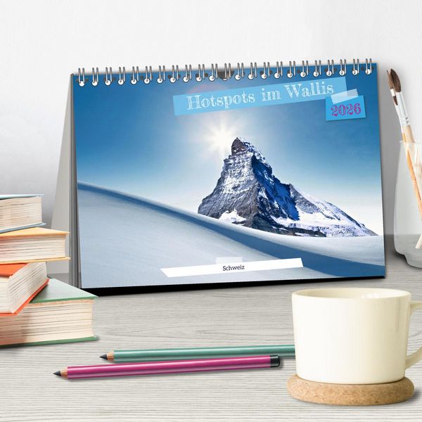 Produktbild: Hotspots im Wallis - Schweiz (Tischkalender 2026 DIN A5 quer), CALVENDO Monatskalender