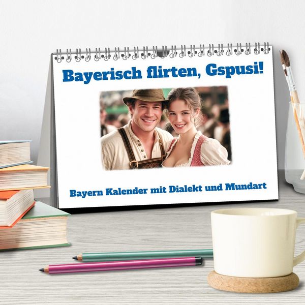 Produktbild: Bayerisch flirten, Gspusi! Bayern Kalender mit Dialekt und Mundart (Tischkalender 2026 DIN A5 quer), CALVENDO Monatskalender