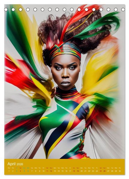 Produktbild: African beauties in a feather style (Desk Calendar 2026 DIN A5 portrait), CALVENDO 12 Month DeskCalendar