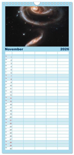 Produktbild: Familienplaner 2026 - Der Weltraum. Gasnebel und Galaxien mit 5 Spalten (Wandkalender, 21 x 45 cm) CALVENDO