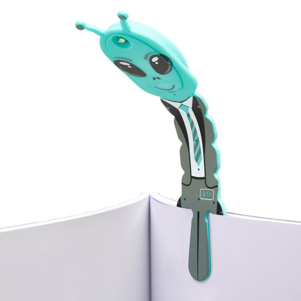 Produktbild: Flexilight Pals Leselicht (Aliens) - blau - 2 in 1 Leselampe & Lesezeichen - LED Leselicht - Geschenk für Leser, Buchliebhaber - Deutsche Ausgabe