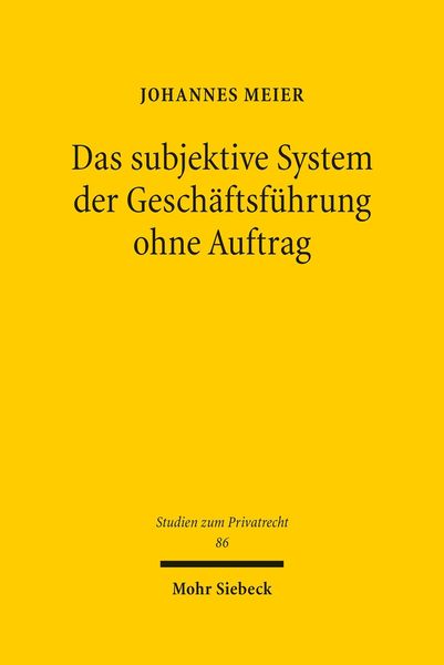 Produktbild: Das subjektive System der Gesch&auml;ftsf&uuml;hrung ohne Auftrag