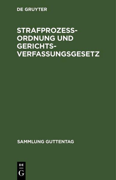 Produktbild: Strafproze&szlig;ordnung und Gerichtsverfassungsgesetz