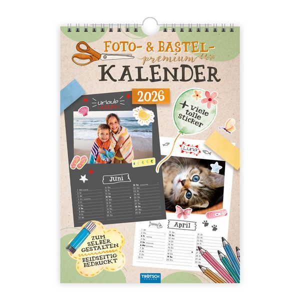 Produktbild: Trötsch Foto- und Bastelkalender Premium A4 2026 mit vielen Stickern