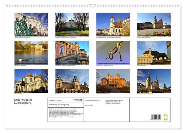 Produktbild: Unterwegs in Ludwigsburg (Wandkalender 2026 DIN A2 quer), CALVENDO Monatskalender