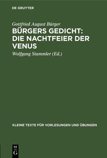 Produktbild: B&uuml;rgers Gedicht: Die Nachtfeier der Venus