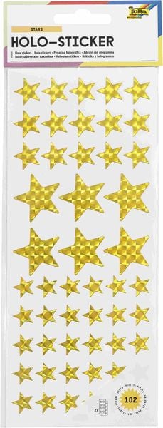 Folia Holo-Sticker STARS, 2 Blatt, 102 Sticker